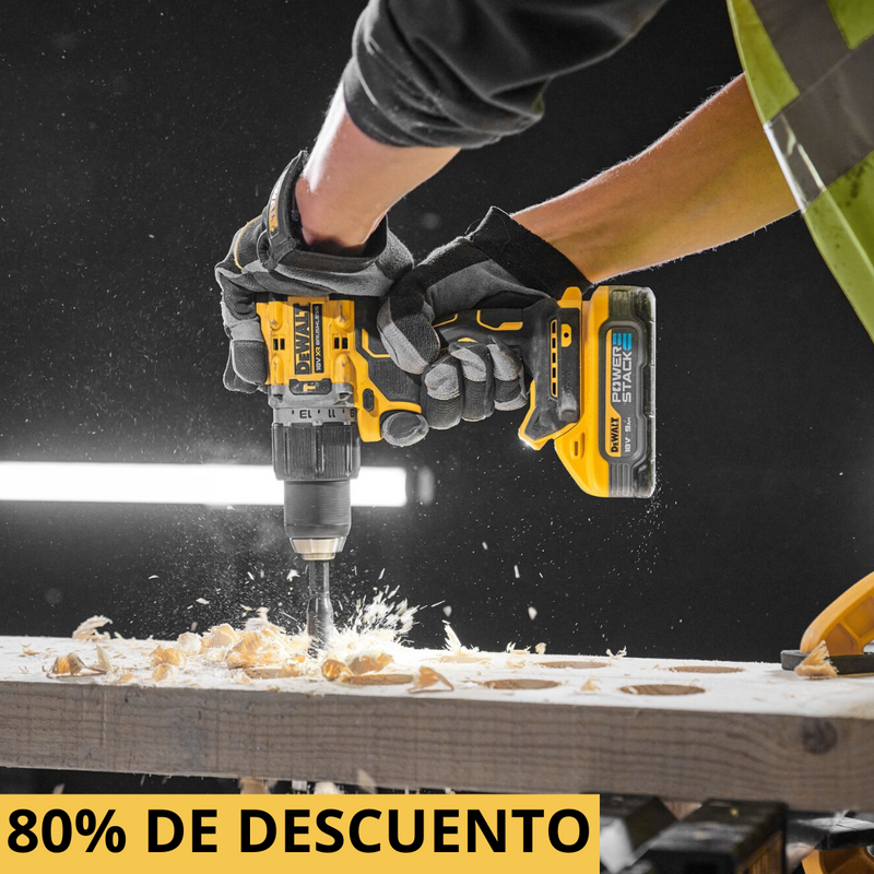 KIT DEWALT: TALADRO DE PERCUSION DE ALTO IMPACTO + CAJA DE HERRAMIENTAS CON 108 PIEZAS + 20 BROCAS DE TITANIO - CIERRE DE LA TIENDA - ENVÍO GRATIS